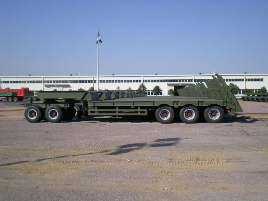 Heavy Duty 3/4/5 Axles 30t 60t 80t Extendable Gooseneck Detachable Lowbed Low Bed Semi Truck Trailer