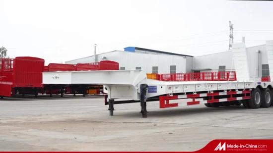 3axle 80ton Heavy Duty Gooseneck Hydraulic Ramp Low Loader/Lowbed/ Lowboy Low Bed Trailer Truck Semi Trailers for Excavator Transport
