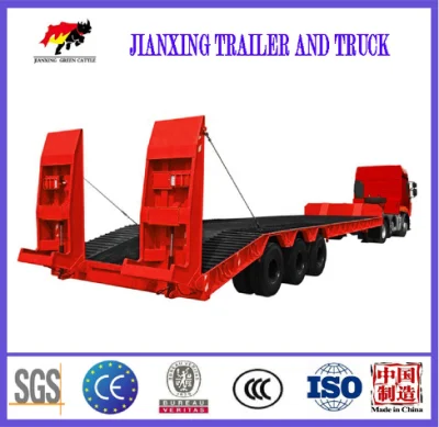 Heavy Duty 3 Axles 60tons Low Bed Boy Deck Gooseneck Excavator Transport Semi Trailer Trucks 60 Ton Lowbed Truck Trailers