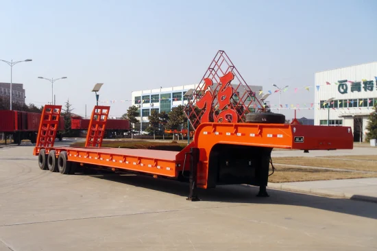 Heavy Duty 3/4/5 Axles 30t 60t 80t Extendable Gooseneck Detachable Lowbed Low Bed Semi Truck Trailer