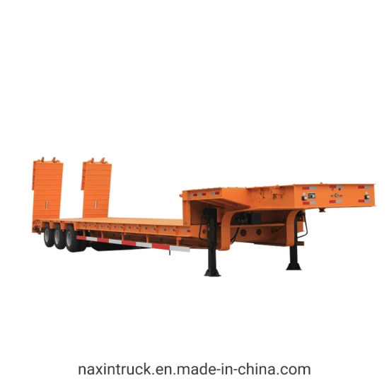 3 Axles 60tons for Sale Factory 50 Tons Low Flatbed Low Bed Drop Sides Semi Trailer
