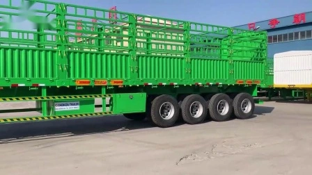 3 Axle 60 Ton Heavy Duty Fence Cargo Truck Trailers Drop Side Wall Semi Trailer